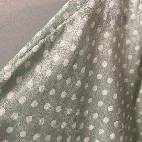 Zara Mint Green & White Polka Dot V-Neck Tie Top - Picture 5 of 8